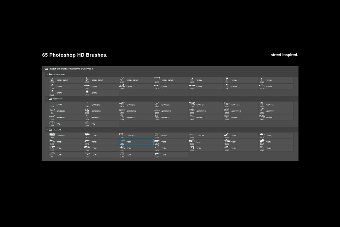 Design Syndrome 65个新潮街头撕裂纸张涂鸦PS笔刷 Street Smart Brush pack（6026） -