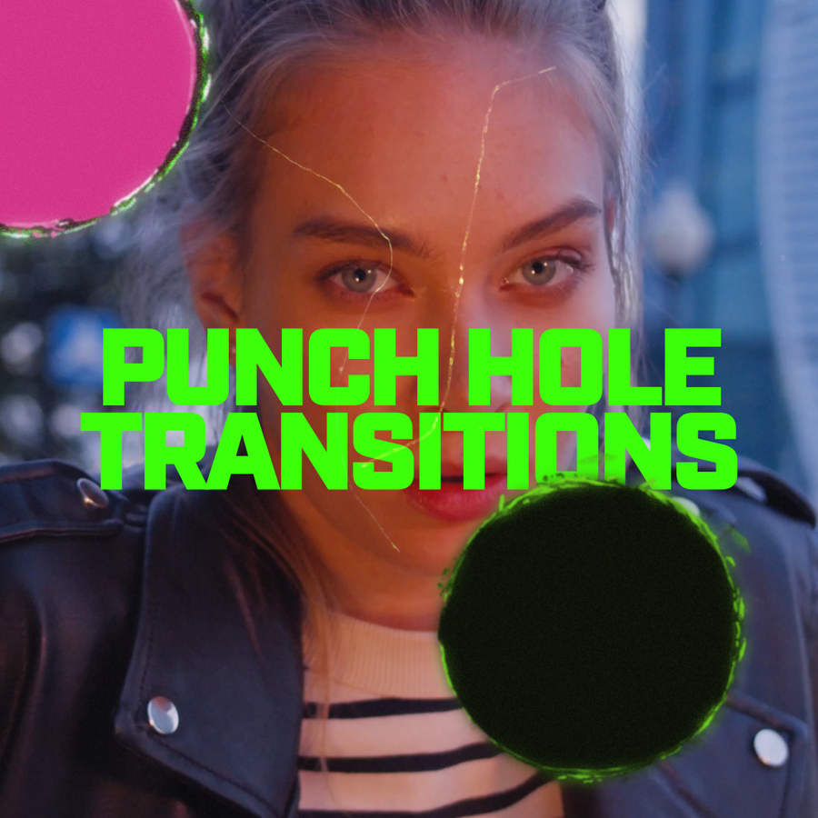 CREATIVE ASSETS 复古胶片打孔划痕薄膜燃烧过渡转场视频素材+音效 PUNCH HOLE TRANSITIONS（6036） -