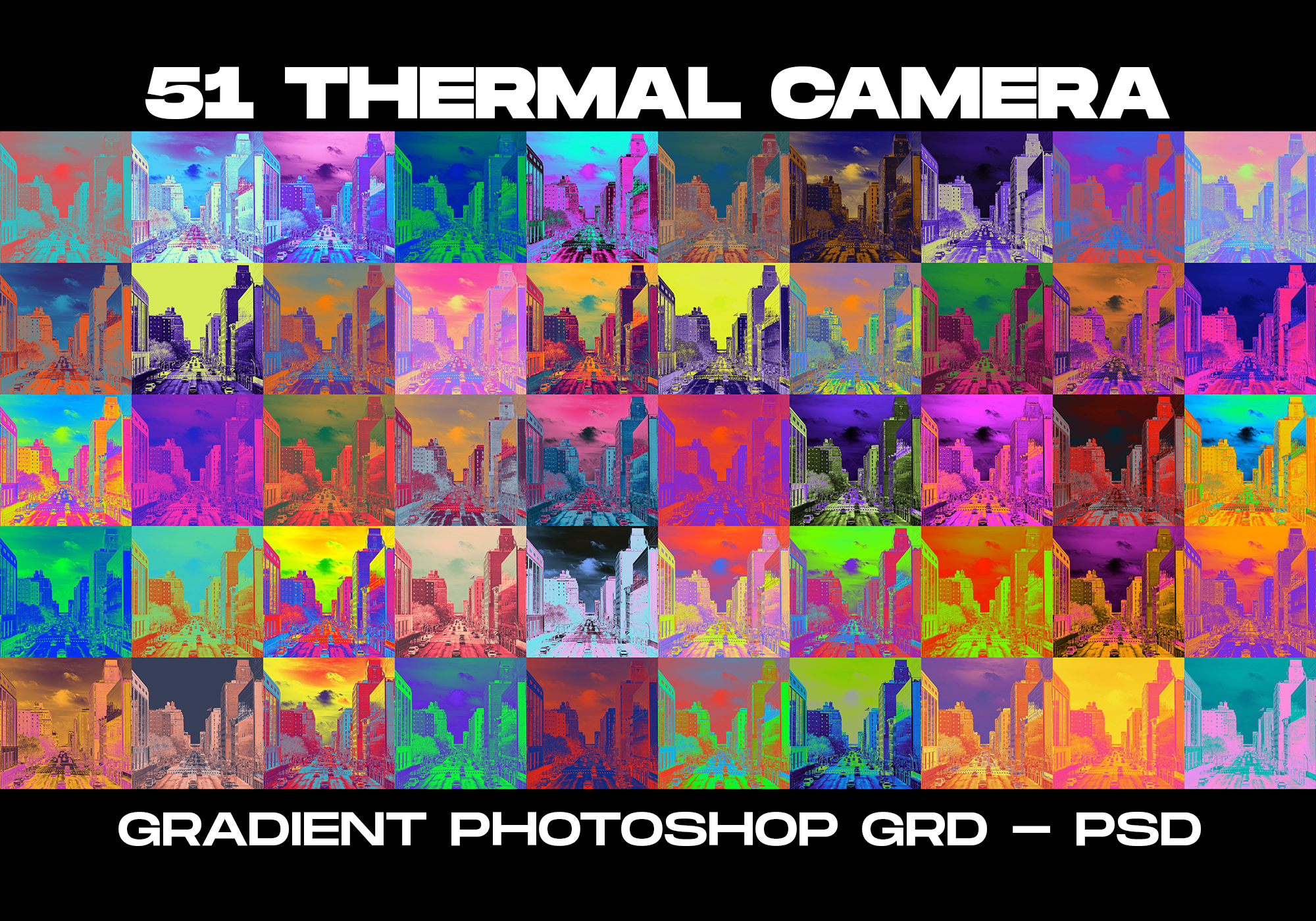 50个霓虹渐变梯度热像仪PSD模板 Thermal Camera（4972） -