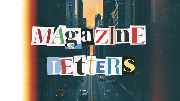 AE模板：200种高质量复古独特杂志剪纸拼贴字母元素包 Magazine Cutout Letters（5032） -