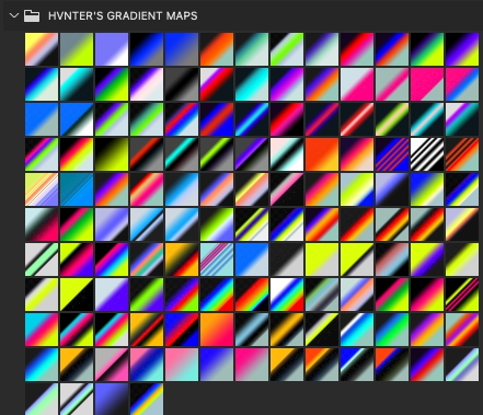 Hvnter 49款潮流炫彩热像仪渐变PS渐变预设素材 Gradient Maps（5092） -