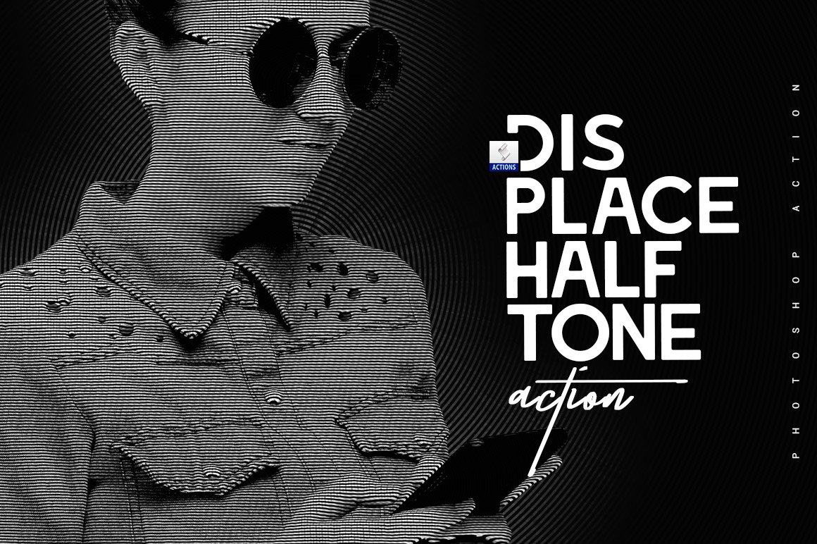 黑白半色调PS动作 Displace Halftone（5097） -