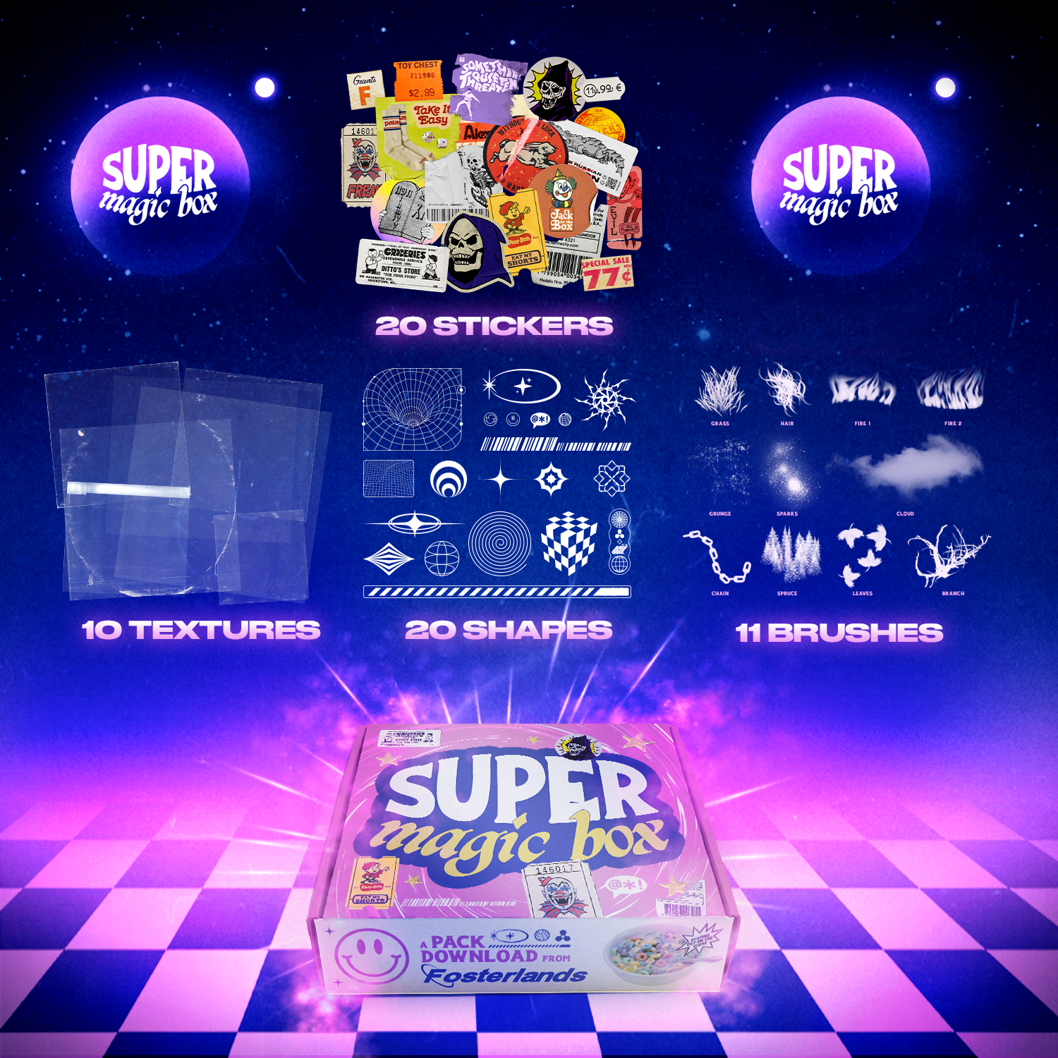 抽象几何形状纹理画笔贴纸包 SUPER MAGIC BOX（5112） -