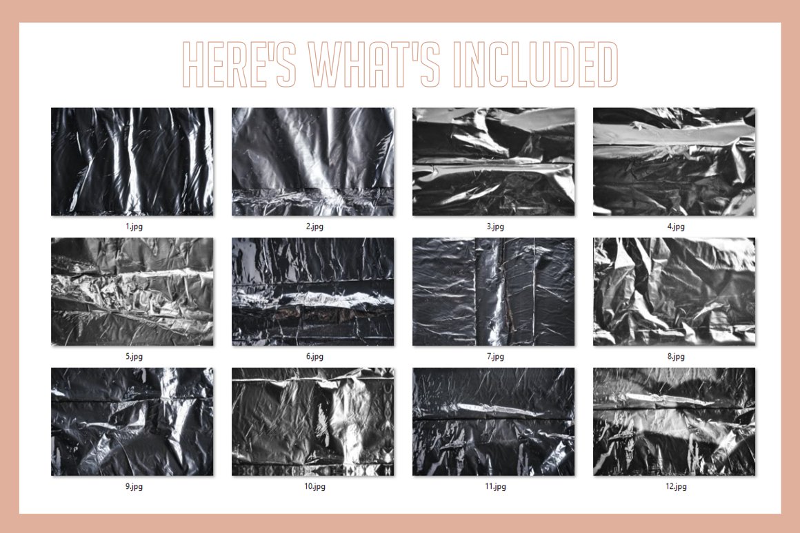 Feathe 30个高分辨 率拼贴画皱纹塑料覆盖层社交媒体覆盖包 Wrinkled Plastic Overlays（5126） -