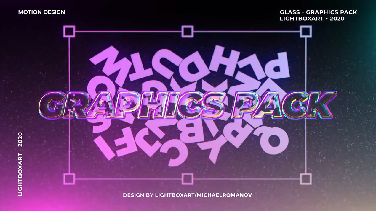 LIGHTBOXART10个超酷新潮3D立体透明酸性霓虹玻璃动态图形包 Glass Graphics Pack（5127） -