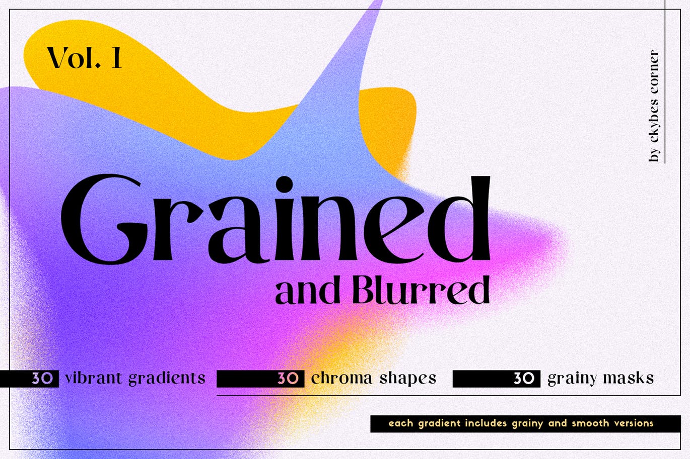 抽象霓虹颗粒感运动模糊渐变形状效果背景素材 Grained &#038; Blurred – Grainy Shapes 1（5180） -