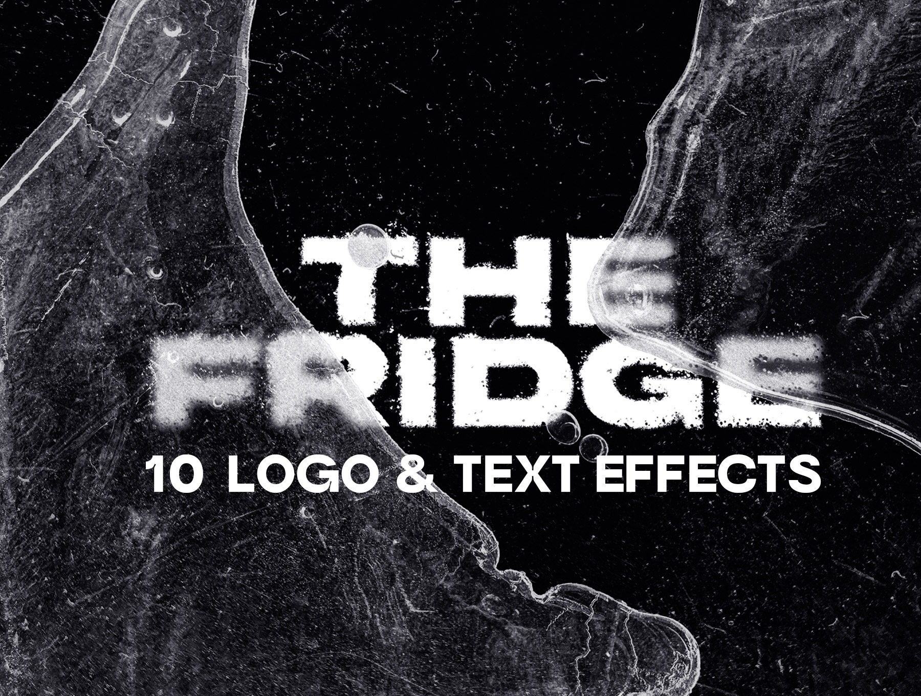 高分辨率透明逼真创意玻璃冰块冻结扭曲置换PS文本效果 The Fridge Frozen text effects（5195） -