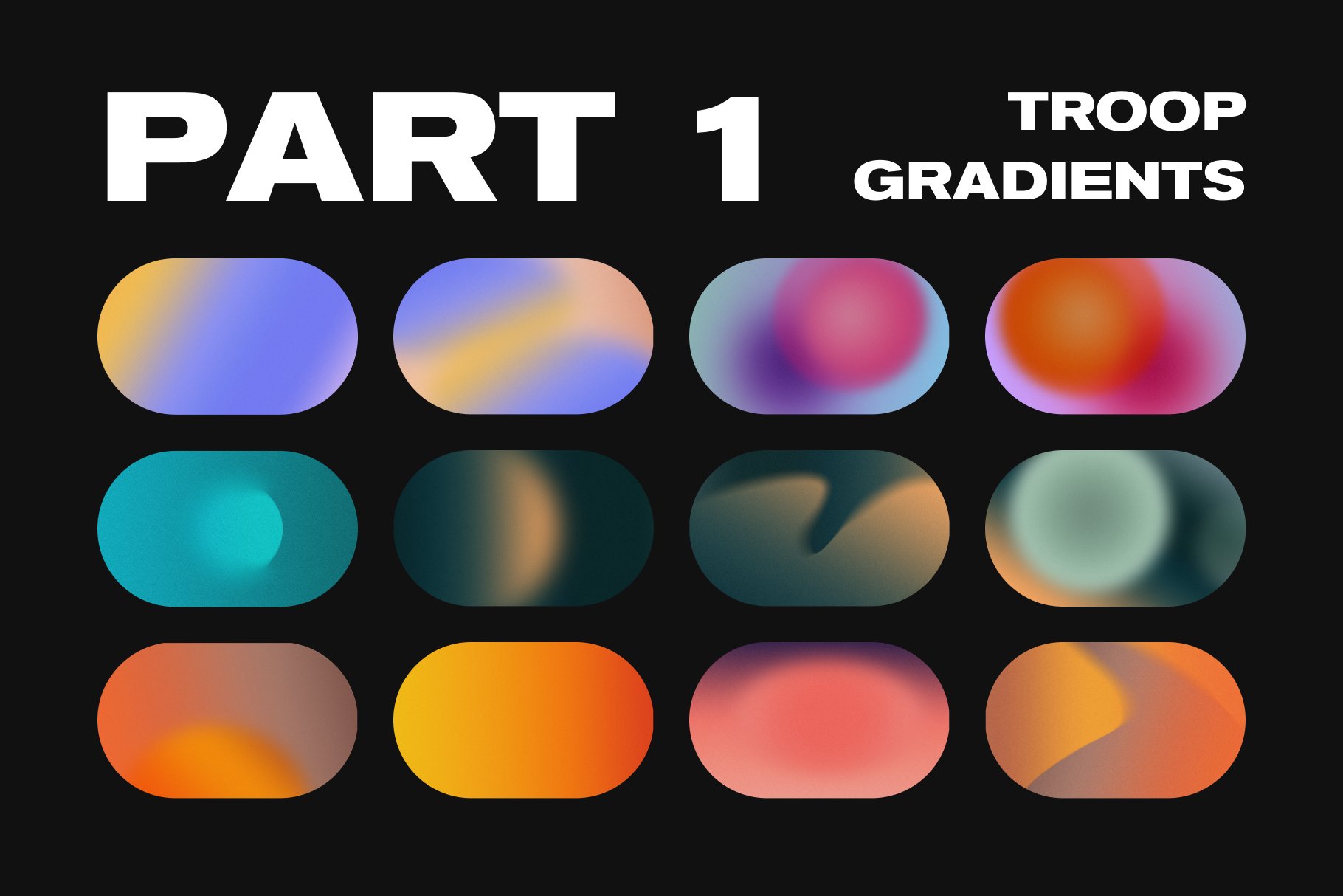 25 种高分辨率抽象渐变颗粒状背景纹理  Troop - Textured Grain Gradients（5199） -