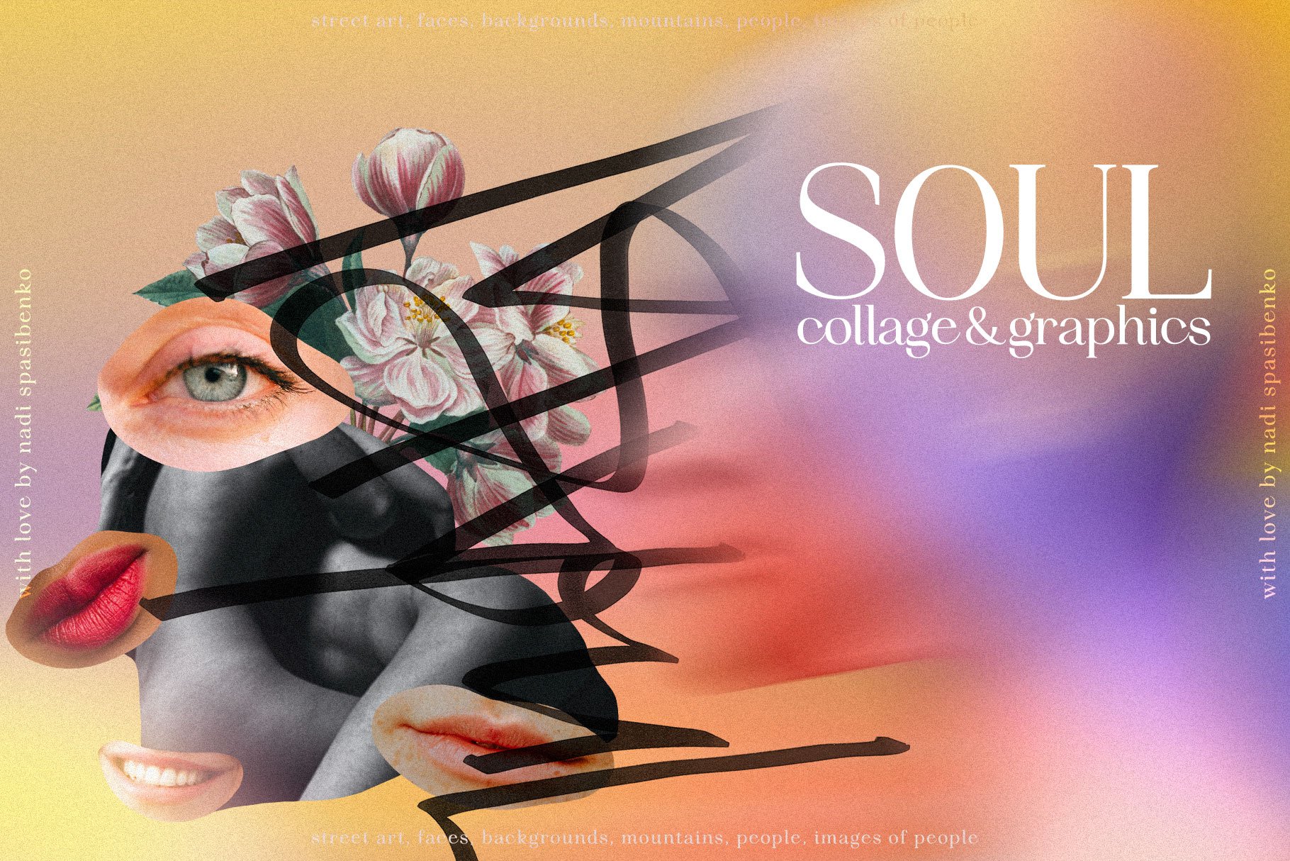 新潮波普风复古杂志手工裁剪拼贴画定格元素场景包 SOUL COLLAGE &#038; GRAPHICS（5220） -