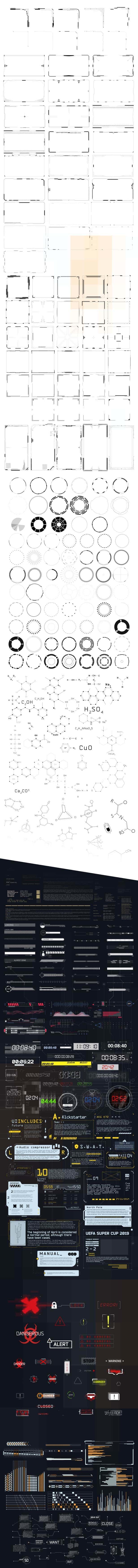 AE脚本：1300+赛博朋克全息UI高科技HUD科幻未来元素信息生成器破解版（5224） -