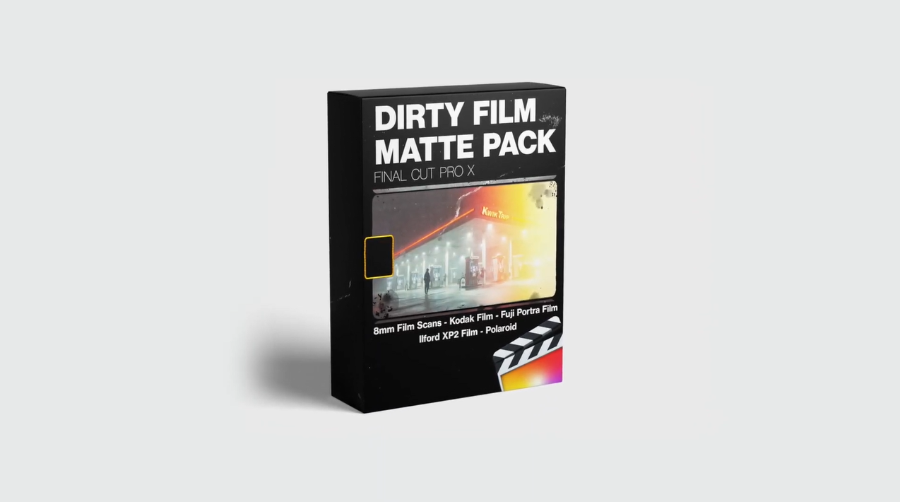 FCPX插件：复古柯达8mm胶片烧伤颗粒灰尘穿孔电影哑光包 Dirty Film Matte Pack (Super 8mm) - Final Cut Pro（5258） -