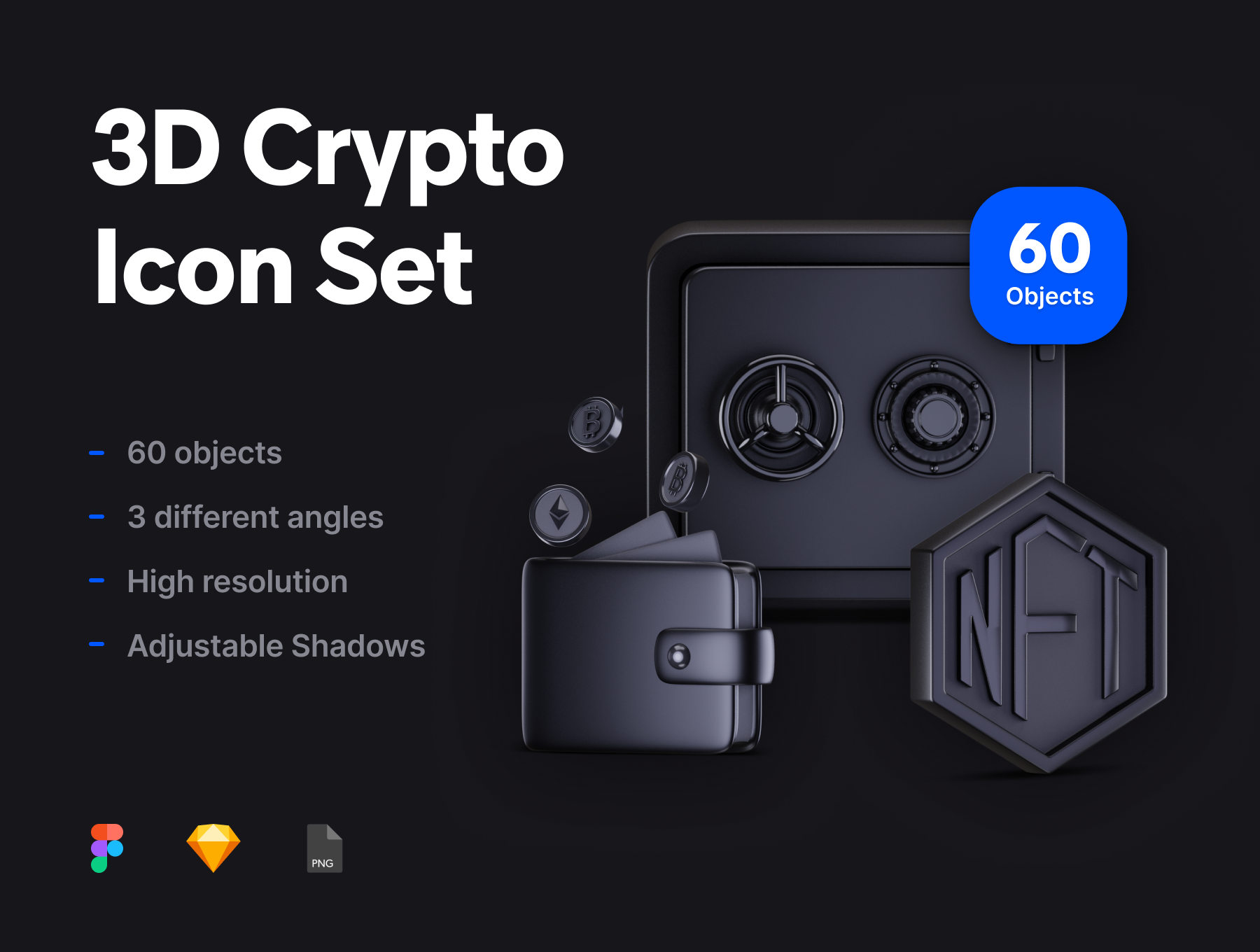 60个高质量3D加密图标集  3D Crypto Icon Set（5265） -