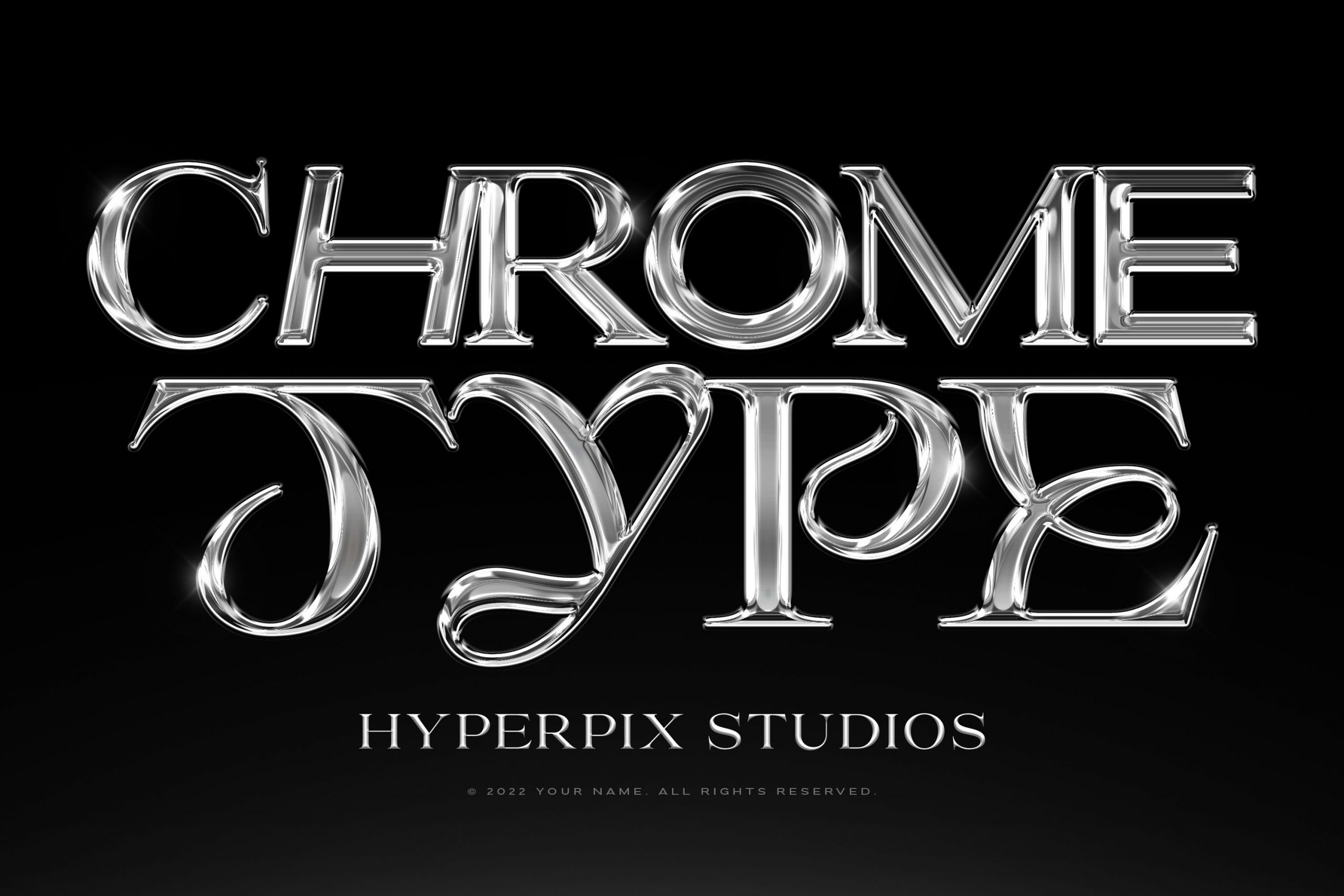 Hyperpix 高质量抽象艺术酸性金属镀铬风格文本标志设计包 Chrome Text Effects Vol.6（5290） -