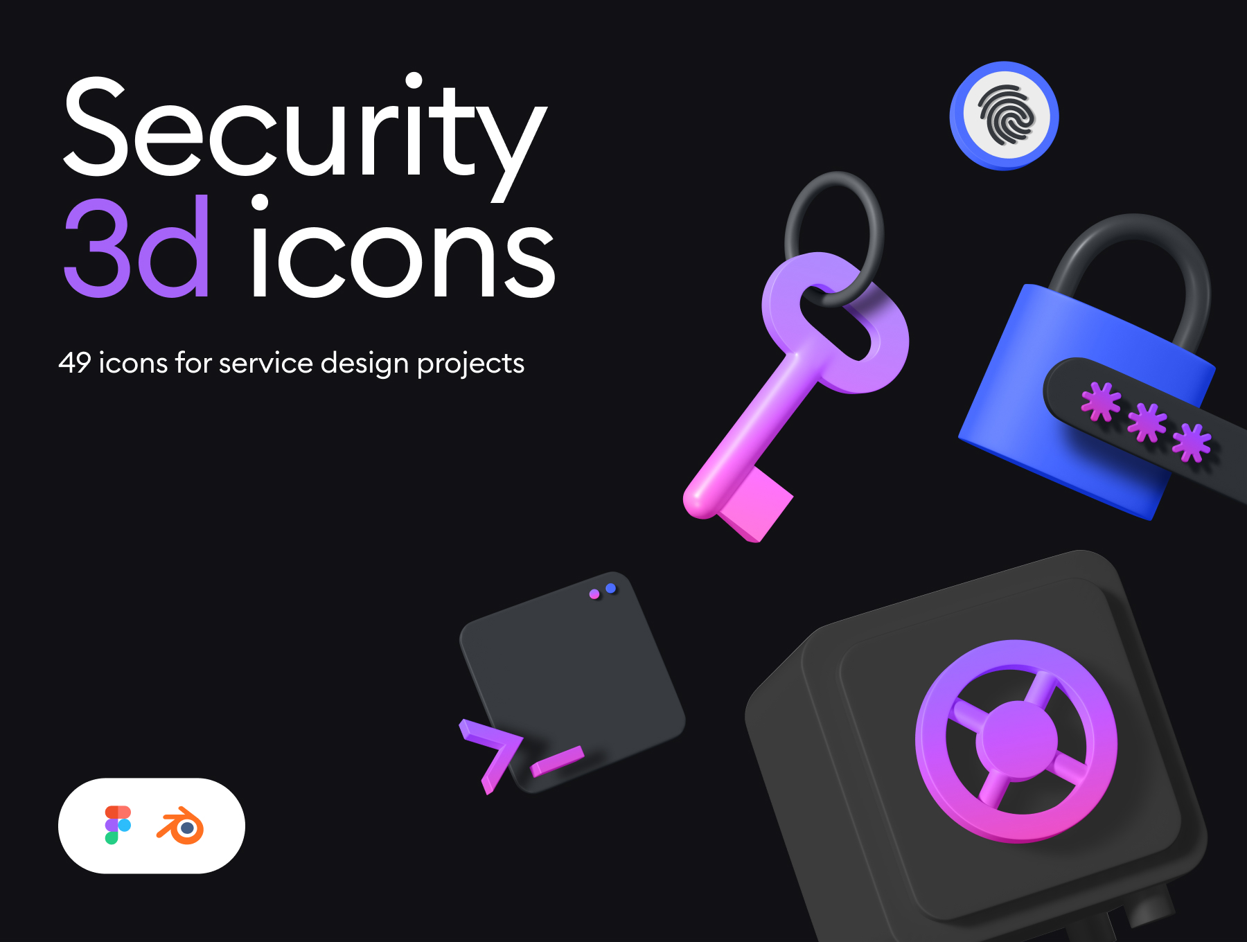 49个3D高分辨率安全保护加密隐私图标套件 Security 3d icon kit（3971） -