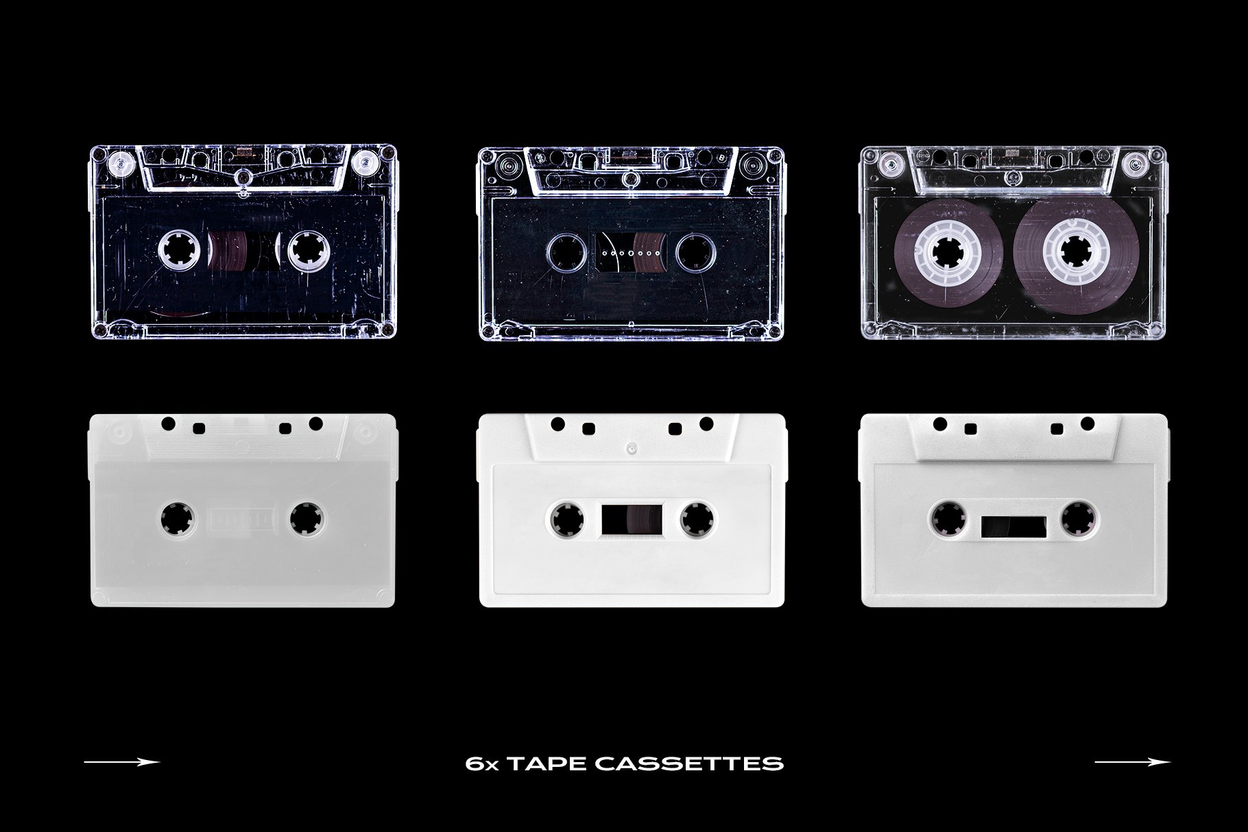 高级潮流复古盒式磁带样机捆绑塑料PSD模板 Cassette Tape Mockup Bundle Plastic（3994） -