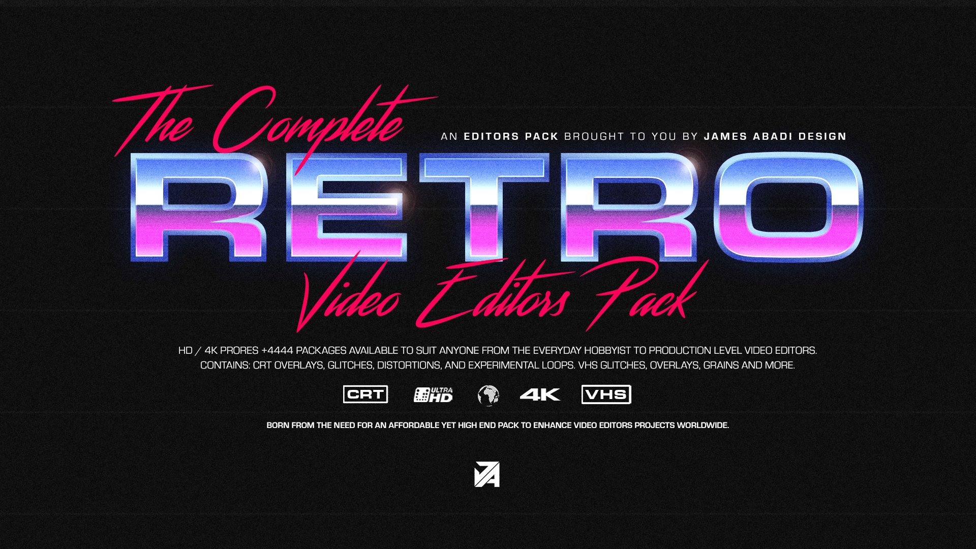 150潮流复古VHS叠加故障视觉效果动画过渡资产4K视频素材 Jamesabadi The Complete Retro Video Editors Pack（3999） -