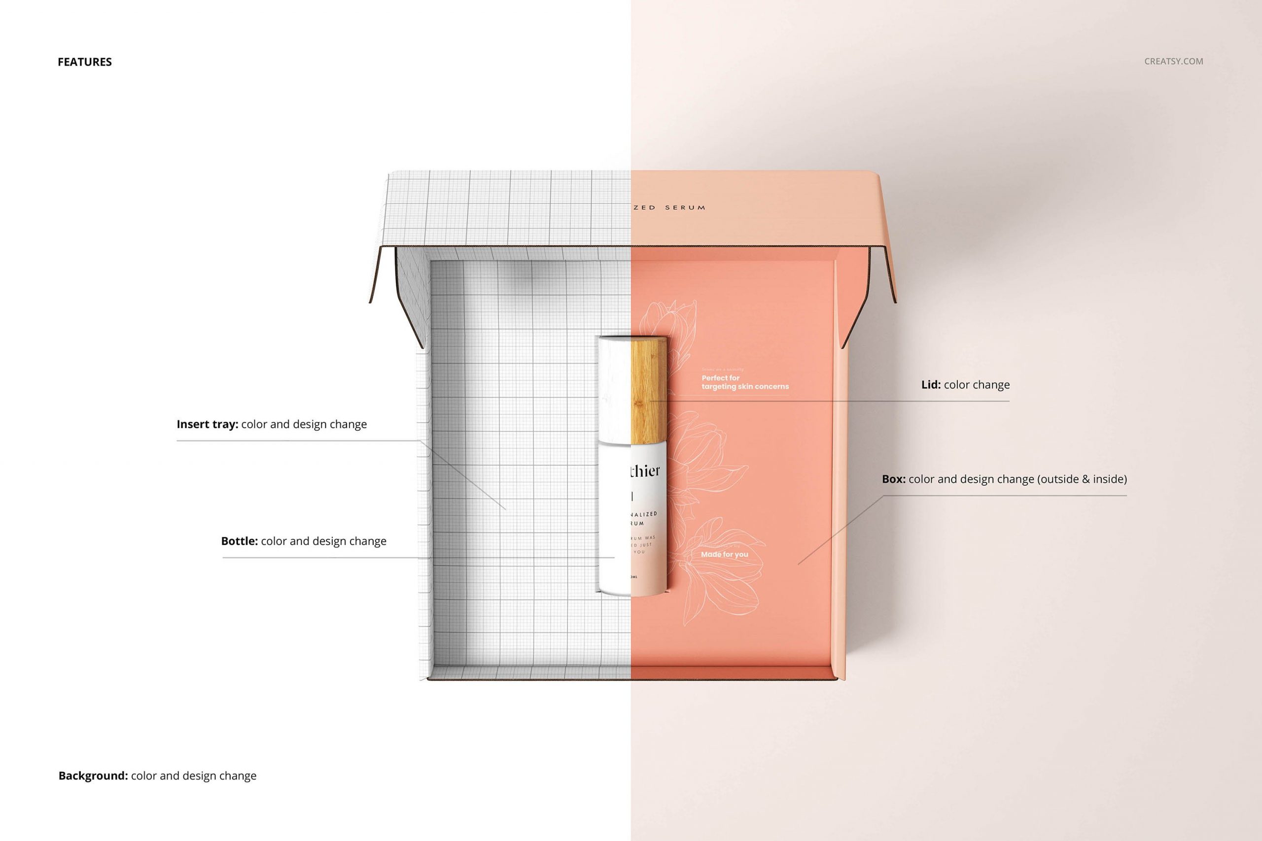 17个3D高级化妆品盒子托盘瓶子液体背景邮寄箱样机套装 Cosmetic Mailing Box Mockup Set（4010） -