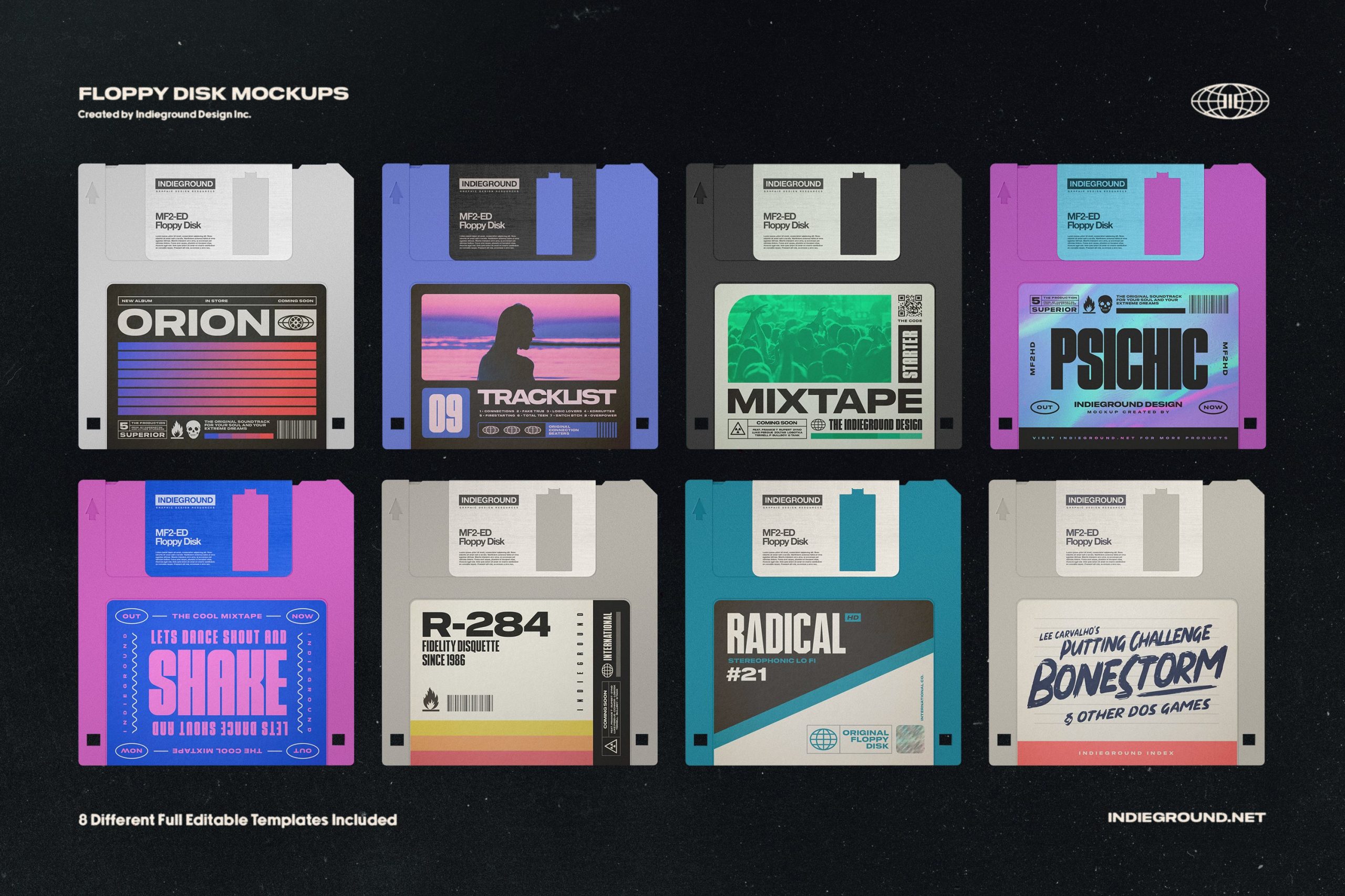 8个潮流复古软盘PSD模型 Floppy Disk Mockups（4012） -