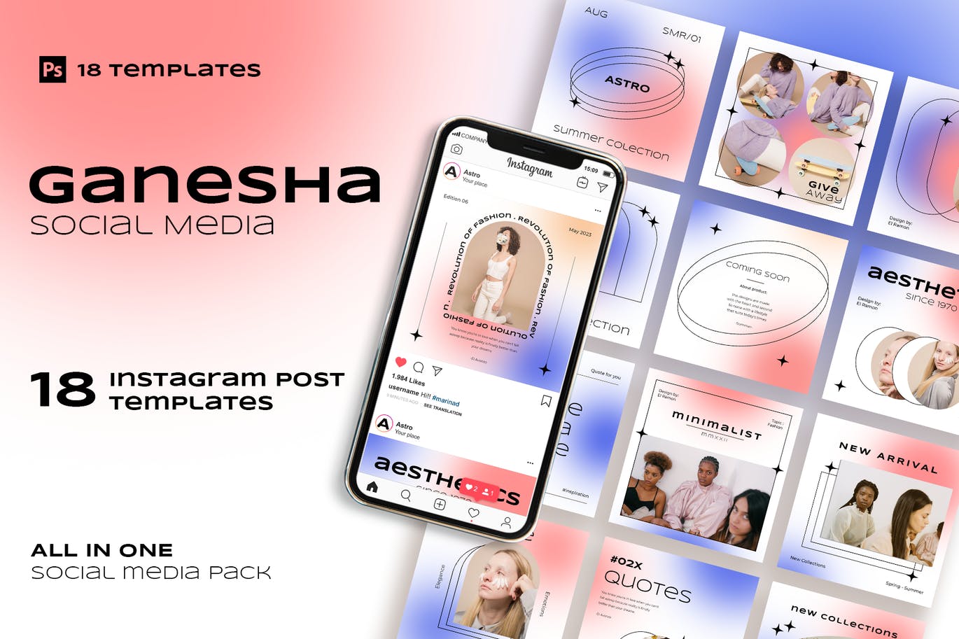 Ganesha Instagram 商业品牌电子商务初创公司PSD模板（4027） -