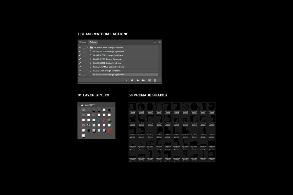 PS动作：高级玻璃材质动作包（4186） -
