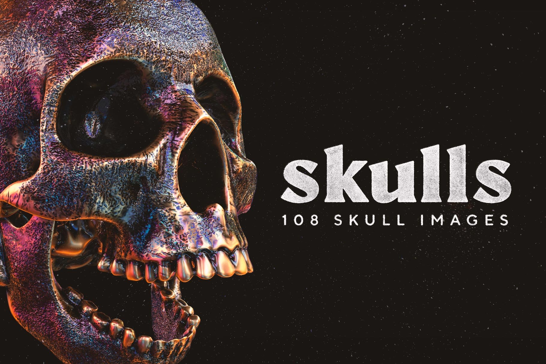 Skulls 108个高分辨率头骨逼真骨骼金属纹理PNG素材（4280） -