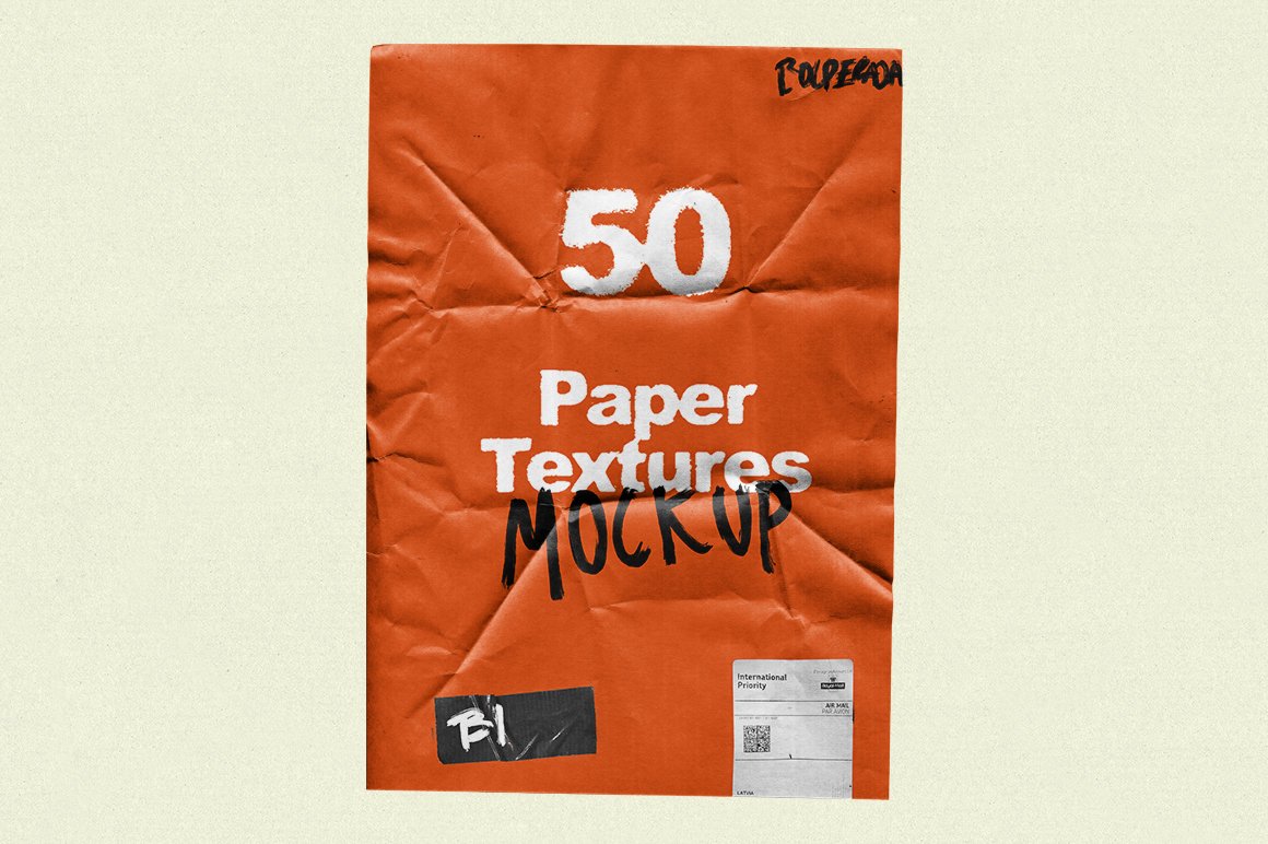 Wrinkle Paper Mockup Vintage 复古皱纹纸样机（4319） -