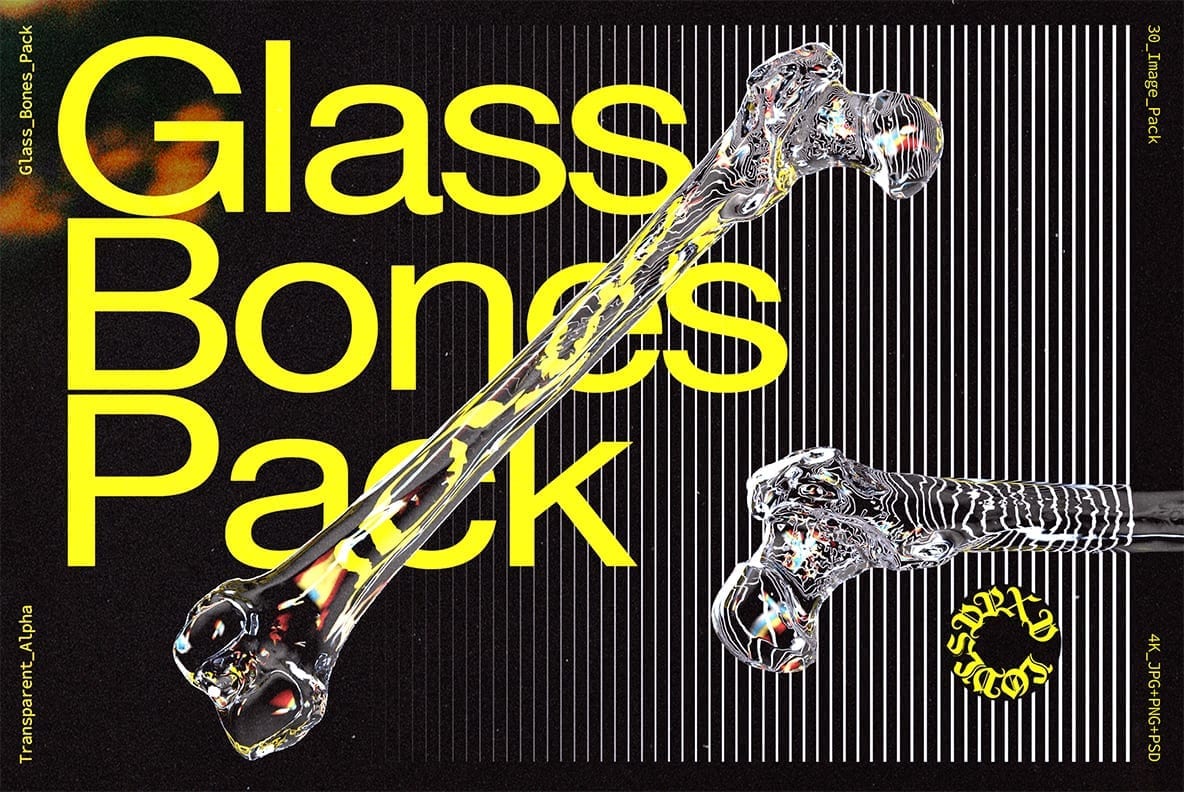 Glass Bones 新潮酸性透明玻璃材美学人体骨骼设计素材（4442） -