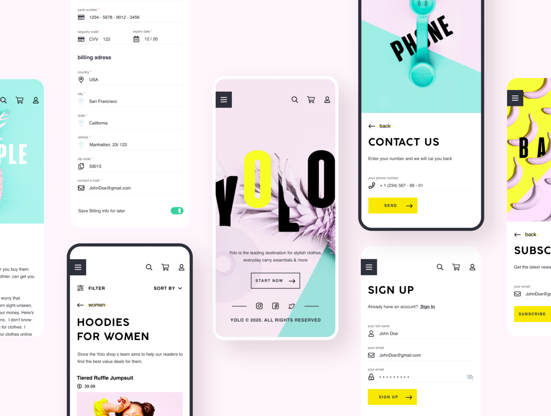 特色产品 YOLO SHOP响应式模板  FEATURED PRODUCT YOLO SHOP responsive template (80screens)（3070） -