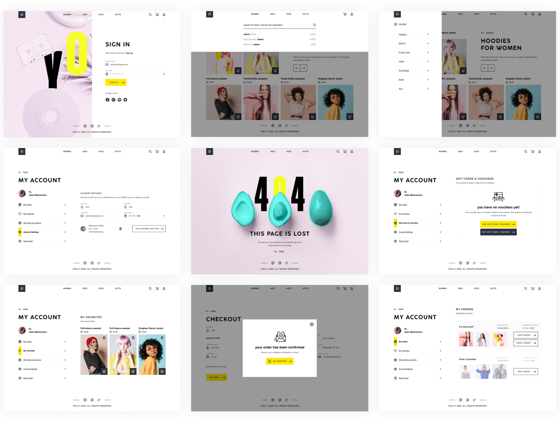 特色产品 YOLO SHOP响应式模板  FEATURED PRODUCT YOLO SHOP responsive template (80screens)（3070） -