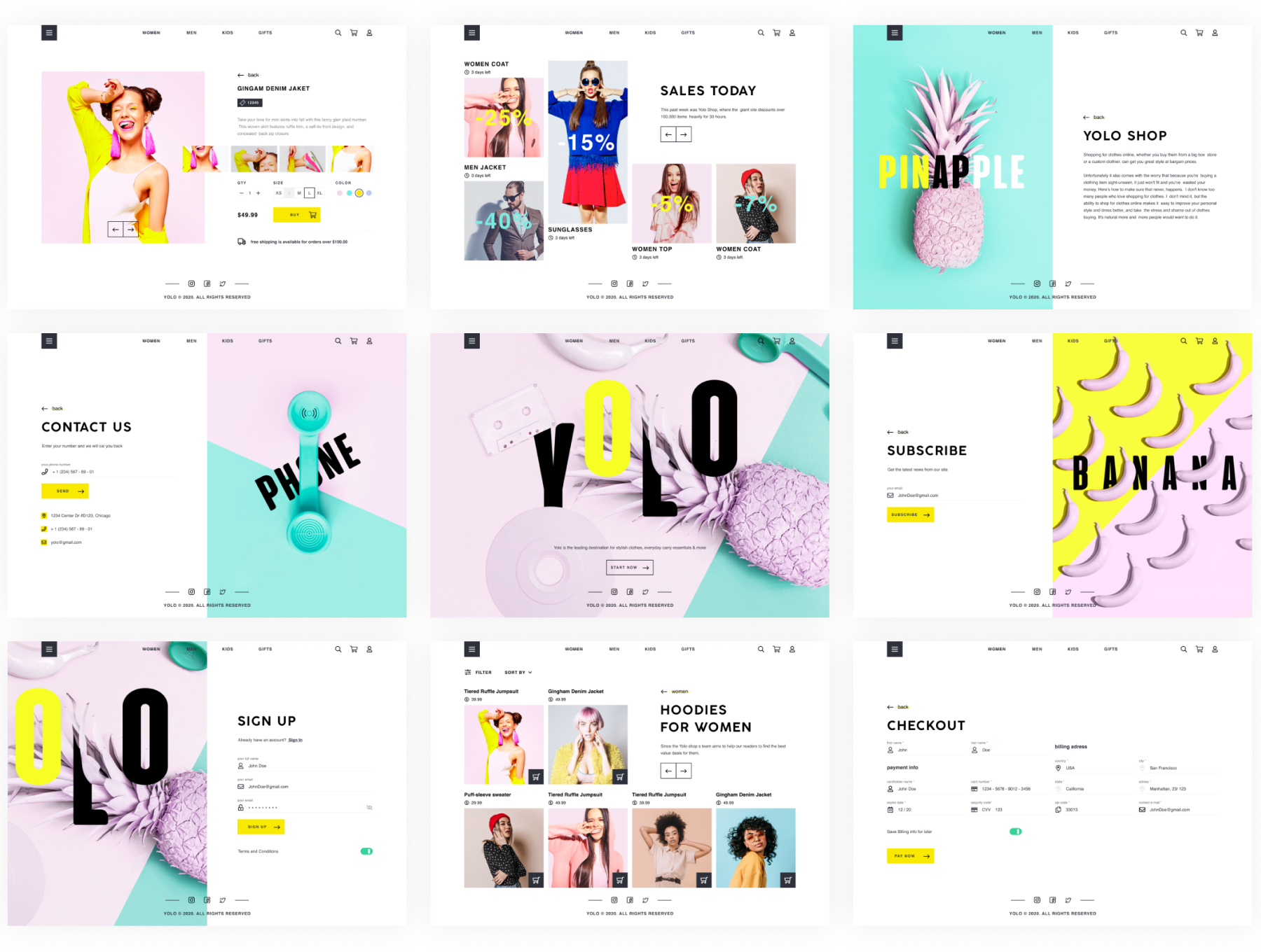 特色产品 YOLO SHOP响应式模板  FEATURED PRODUCT YOLO SHOP responsive template (80screens)（3070） -