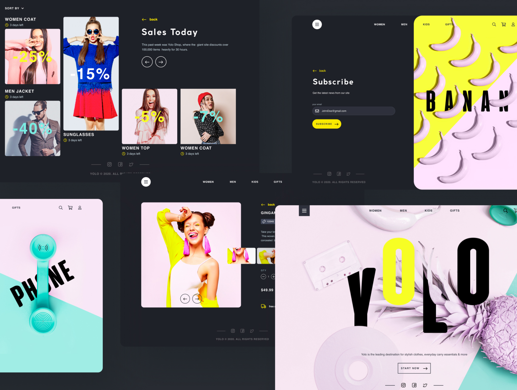 特色产品 YOLO SHOP响应式模板  FEATURED PRODUCT YOLO SHOP responsive template (80screens)（3070） -