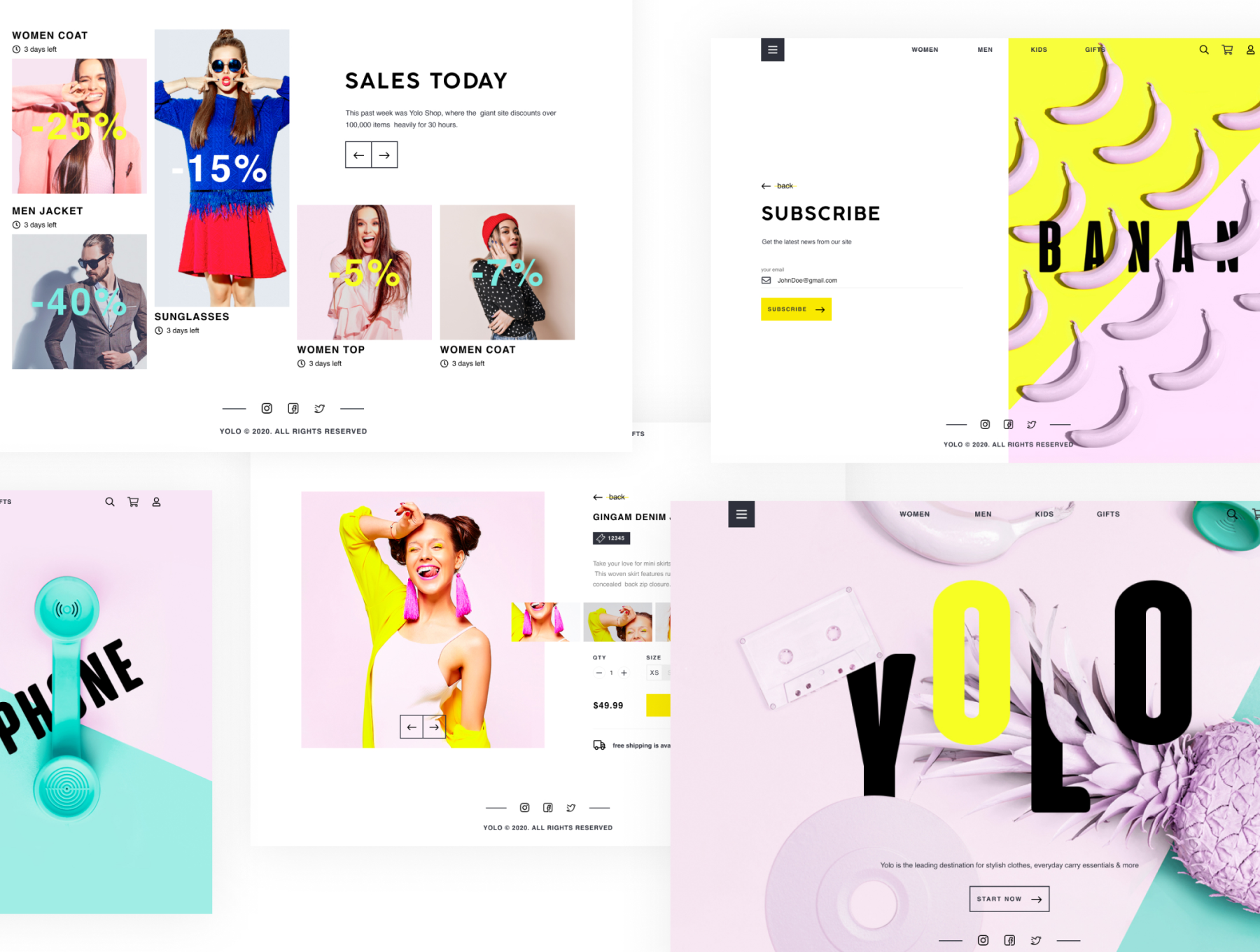 特色产品 YOLO SHOP响应式模板  FEATURED PRODUCT YOLO SHOP responsive template (80screens)（3070） -