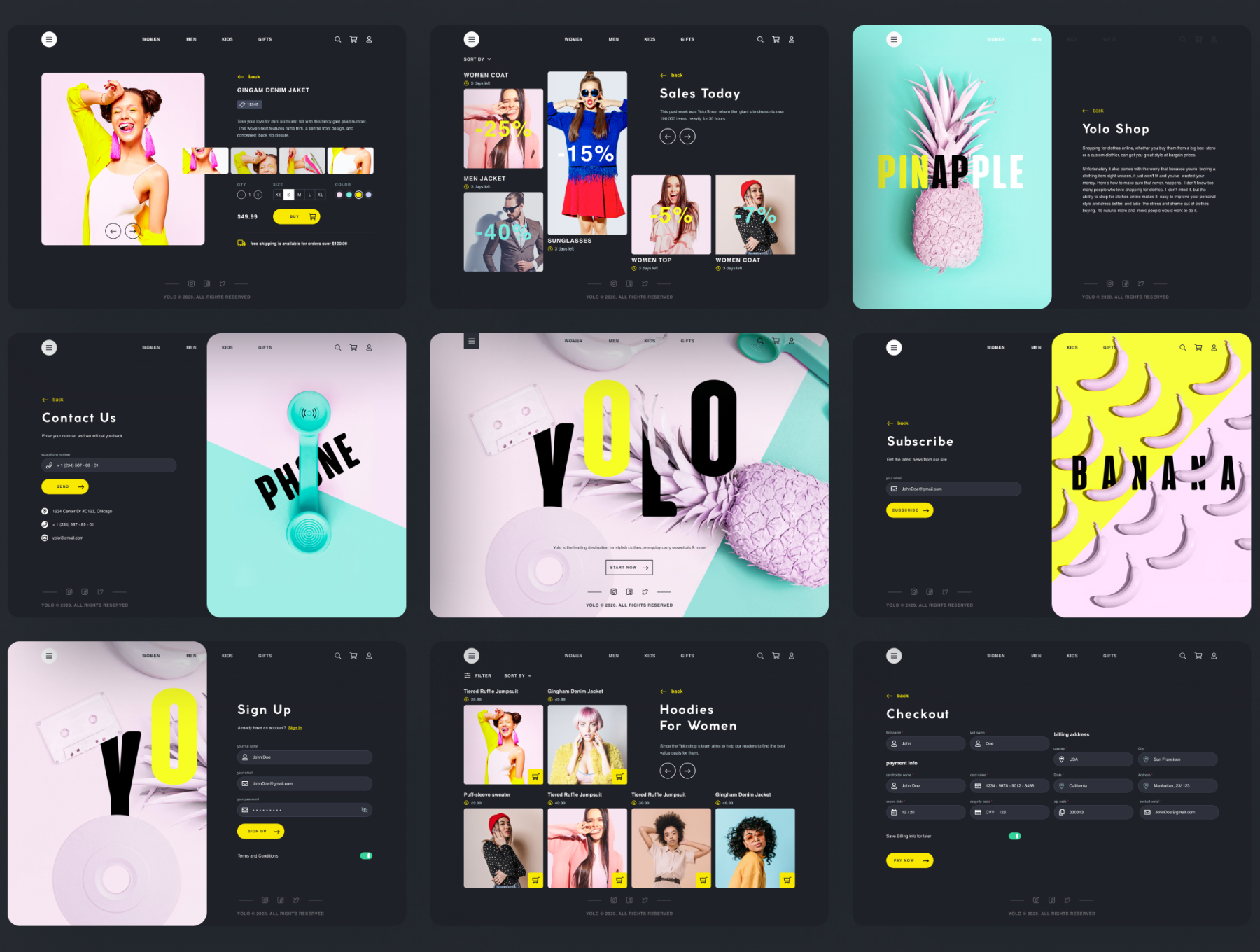 特色产品 YOLO SHOP响应式模板  FEATURED PRODUCT YOLO SHOP responsive template (80screens)（3070） -