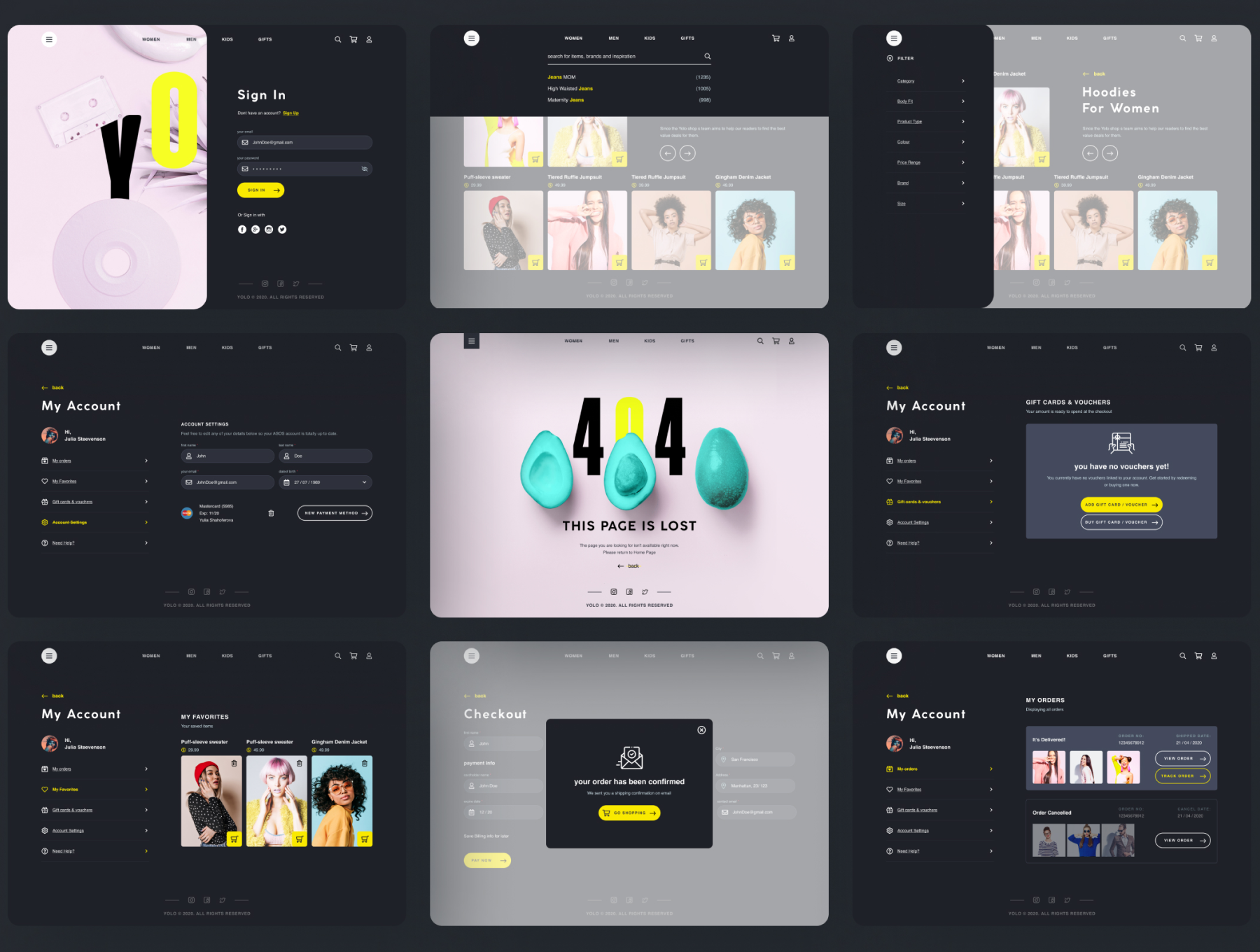 特色产品 YOLO SHOP响应式模板  FEATURED PRODUCT YOLO SHOP responsive template (80screens)（3070） -