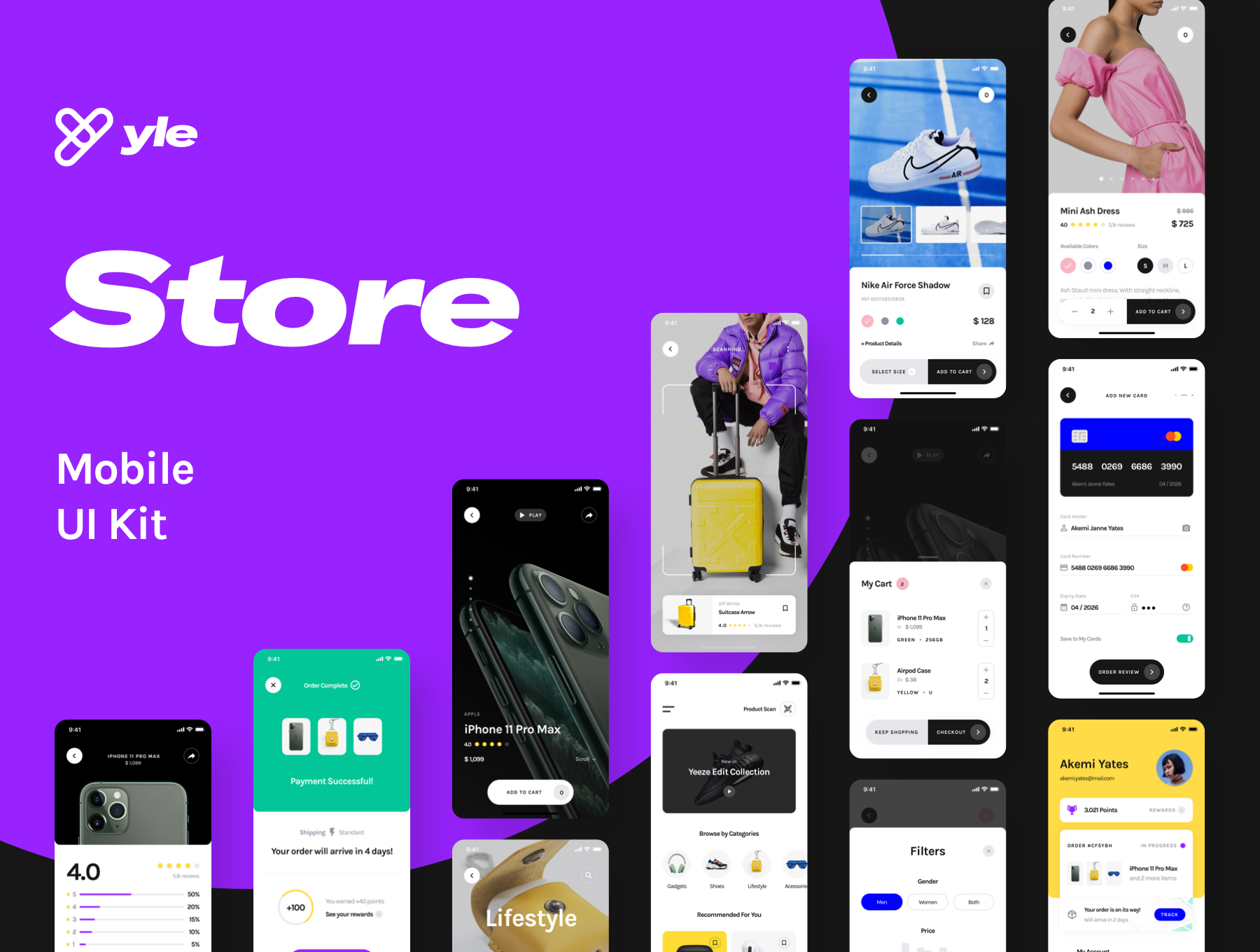 服装鞋品电子商店APP专用UI套件  Yle Store Sketch UI Kit（3104） -