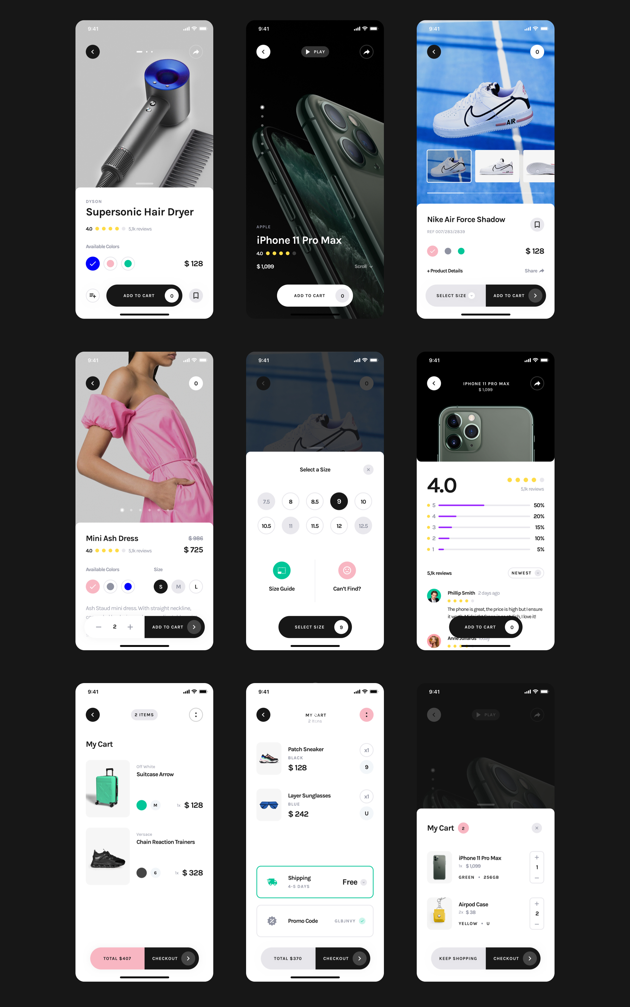 服装鞋品电子商店APP专用UI套件  Yle Store Sketch UI Kit（3104） -