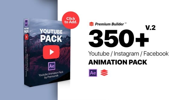 AE插件：Youtube Pack 350+油管频道视频制作订阅商业关注视频展示包装（3139） -