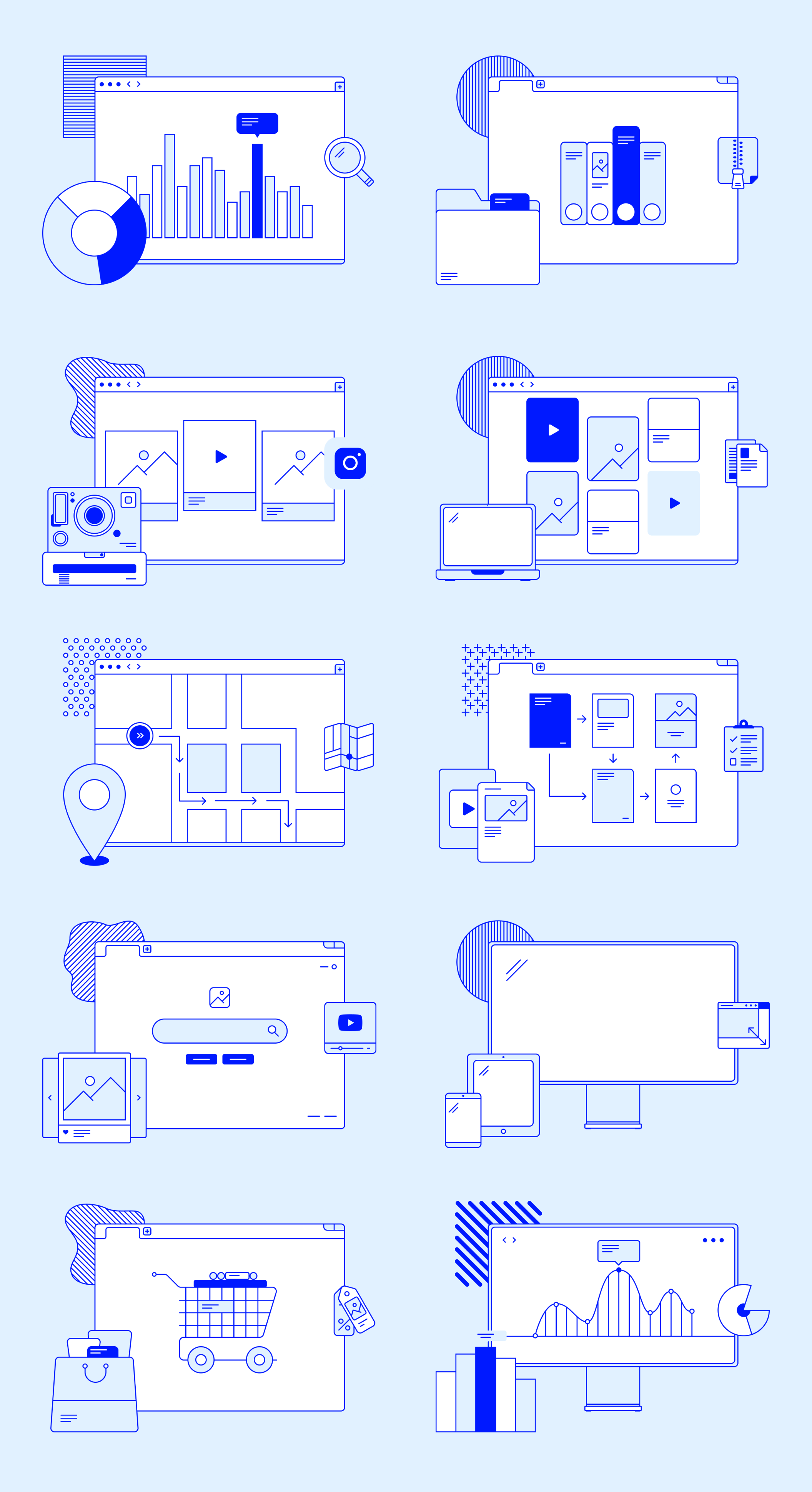 15个线性插图+56个元素网站演示文稿和应用程序插图 Proline Illustrations （3720） -