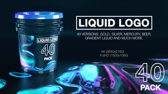 3D动态抽象液体艺术设计四十合一logo展示 Liquid Logo Reveal (40 in 1 Pack)（3726） -