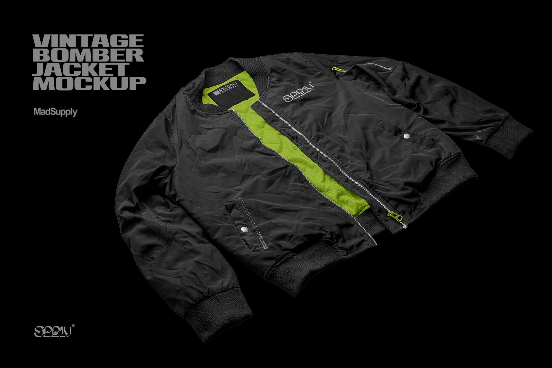 潮流复古飞行夹克样机 Vintage Bomber Jacket Mockup（3772） -