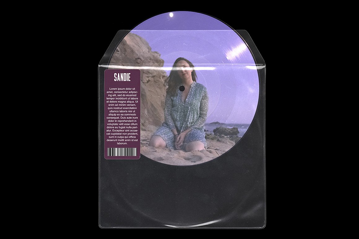 高分辨率潮流复古音乐专辑乙烯基CD光盘设计样机 Picture Disc Vinyl MockUp（3840） -