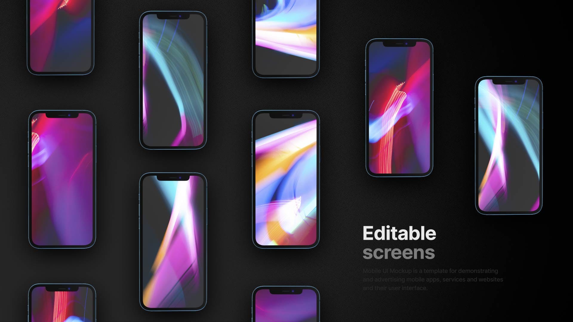 黑色质感简约潮流3D渲染 iPhone 12样机包 Minimalistic iPhone 12 Mockup Pack（3851） -