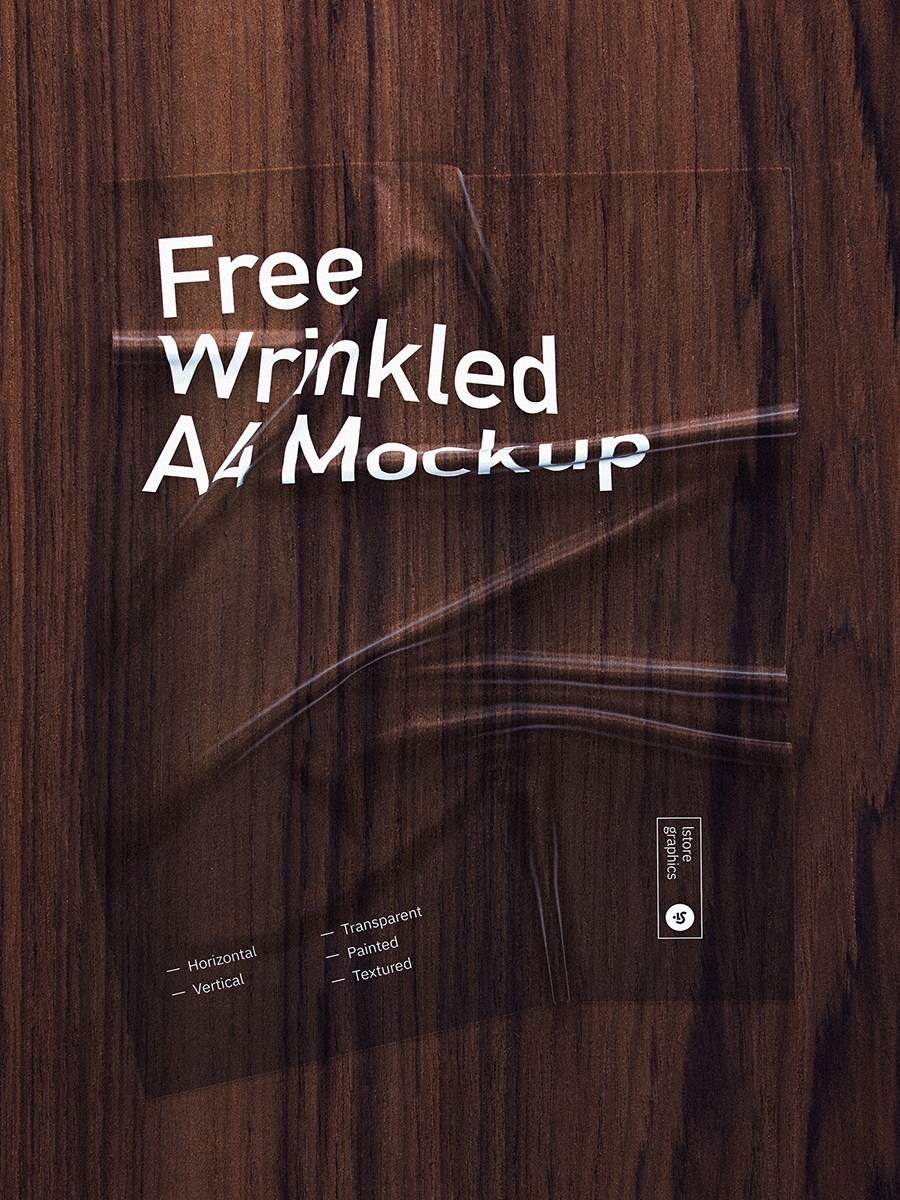 潮流精致A4纸褶皱样机物料 A4 Wrinkled Mockup（3859） -