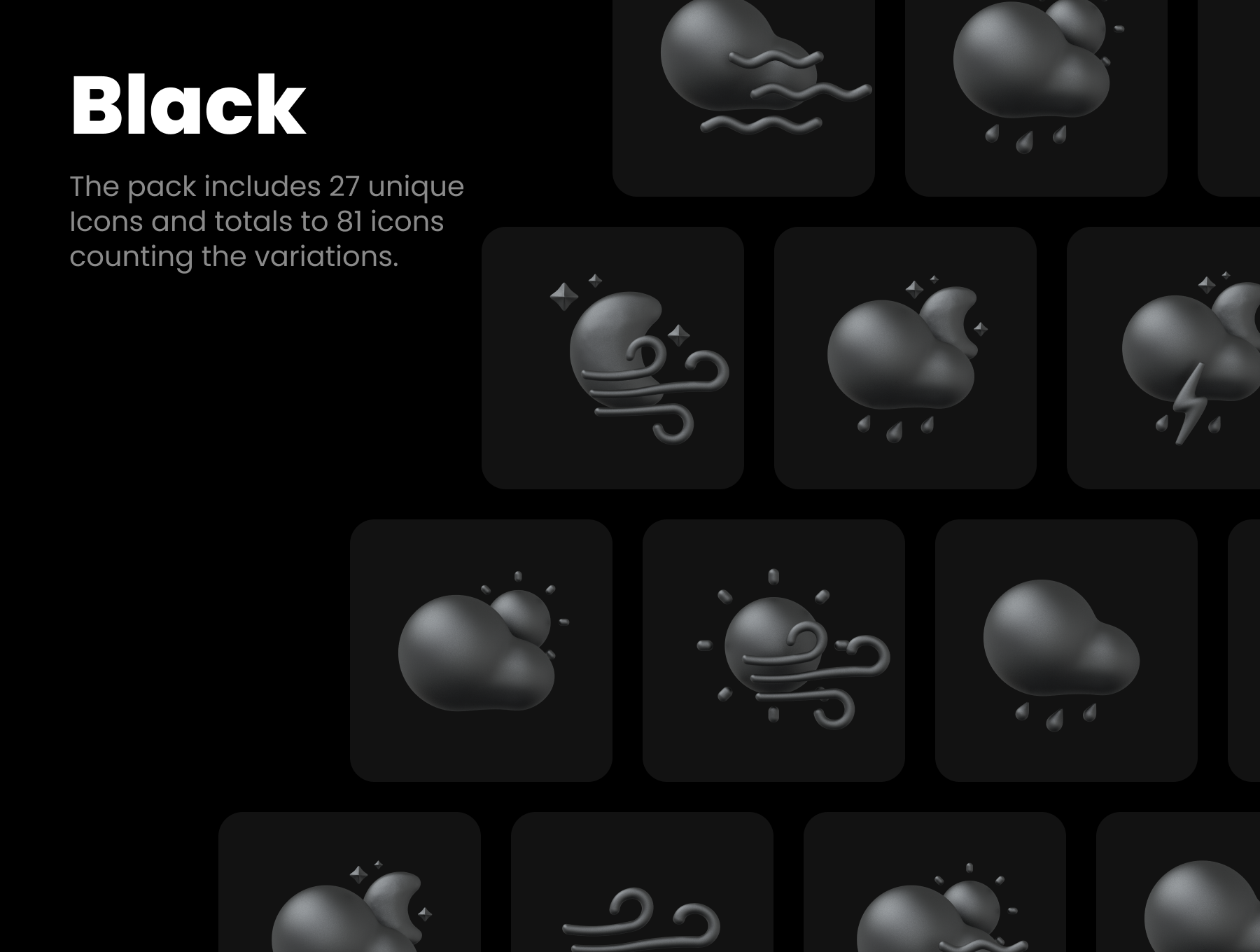 27个高分辨率潮流质感3D天气图标包 3D Weather Icons Pack（3867） -