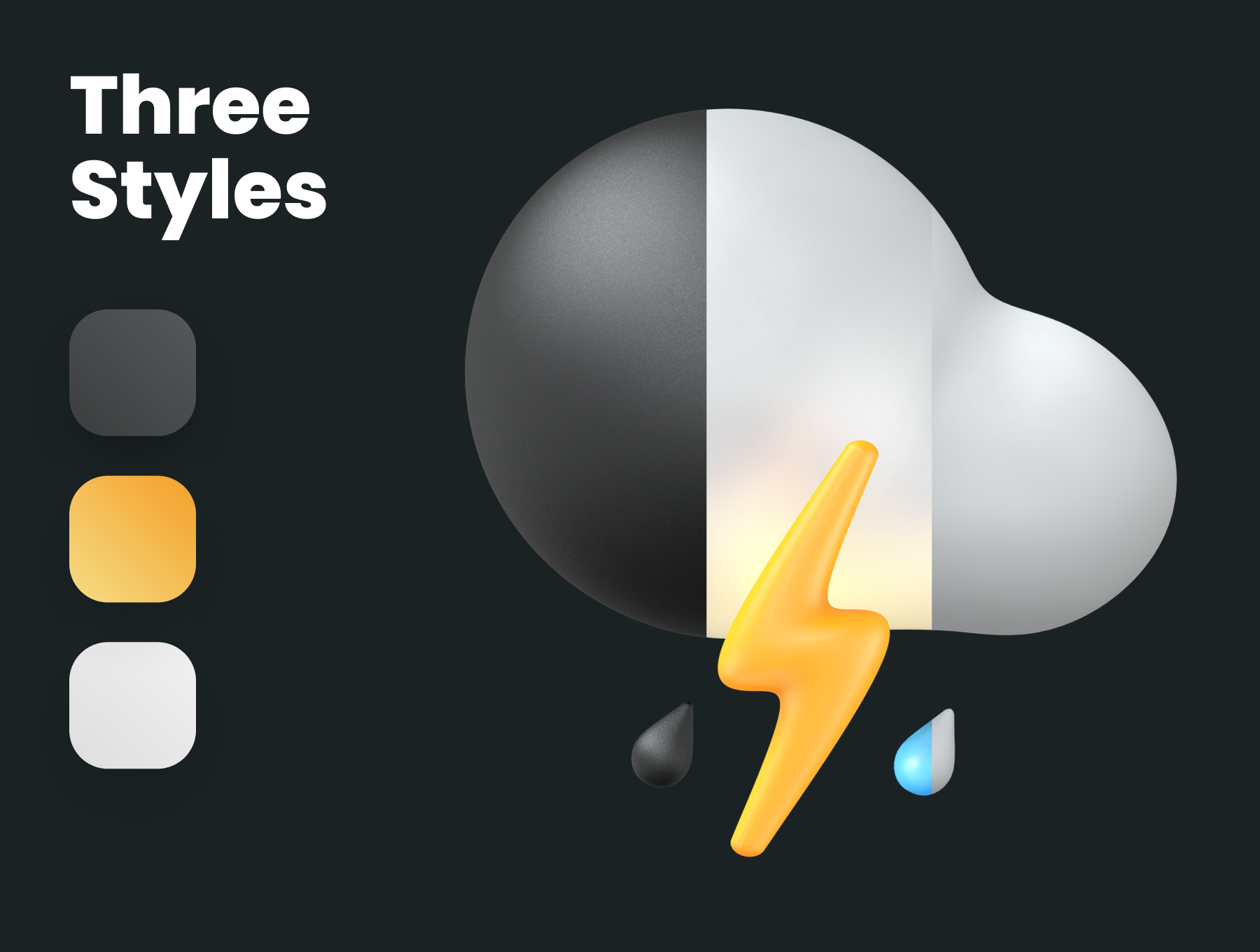 27个高分辨率潮流质感3D天气图标包 3D Weather Icons Pack（3867） -