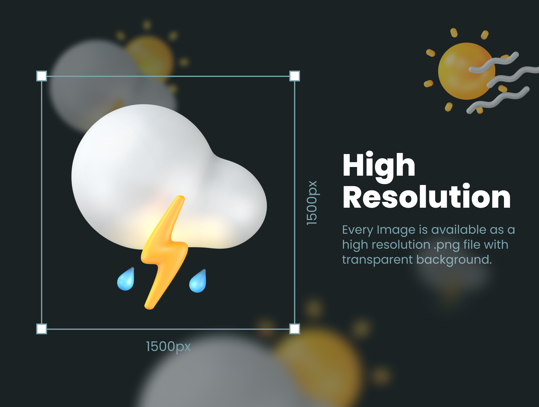 27个高分辨率潮流质感3D天气图标包 3D Weather Icons Pack（3867） -