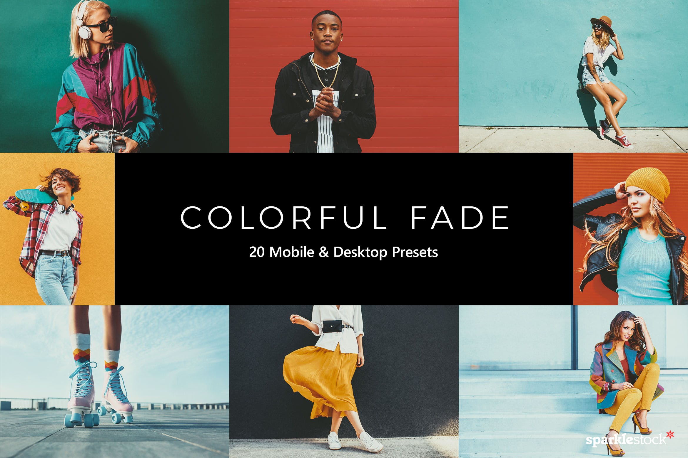 20个复古哑光褪色胶片色彩鲜艳色调 20 Colorful Fade Lightroom Presets &#038; LUTS（3869） -