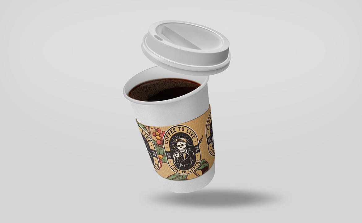 咖啡杯&#038;杯套品牌包装设计样机  Coffee Cup Sleeve Mockup（3910） -