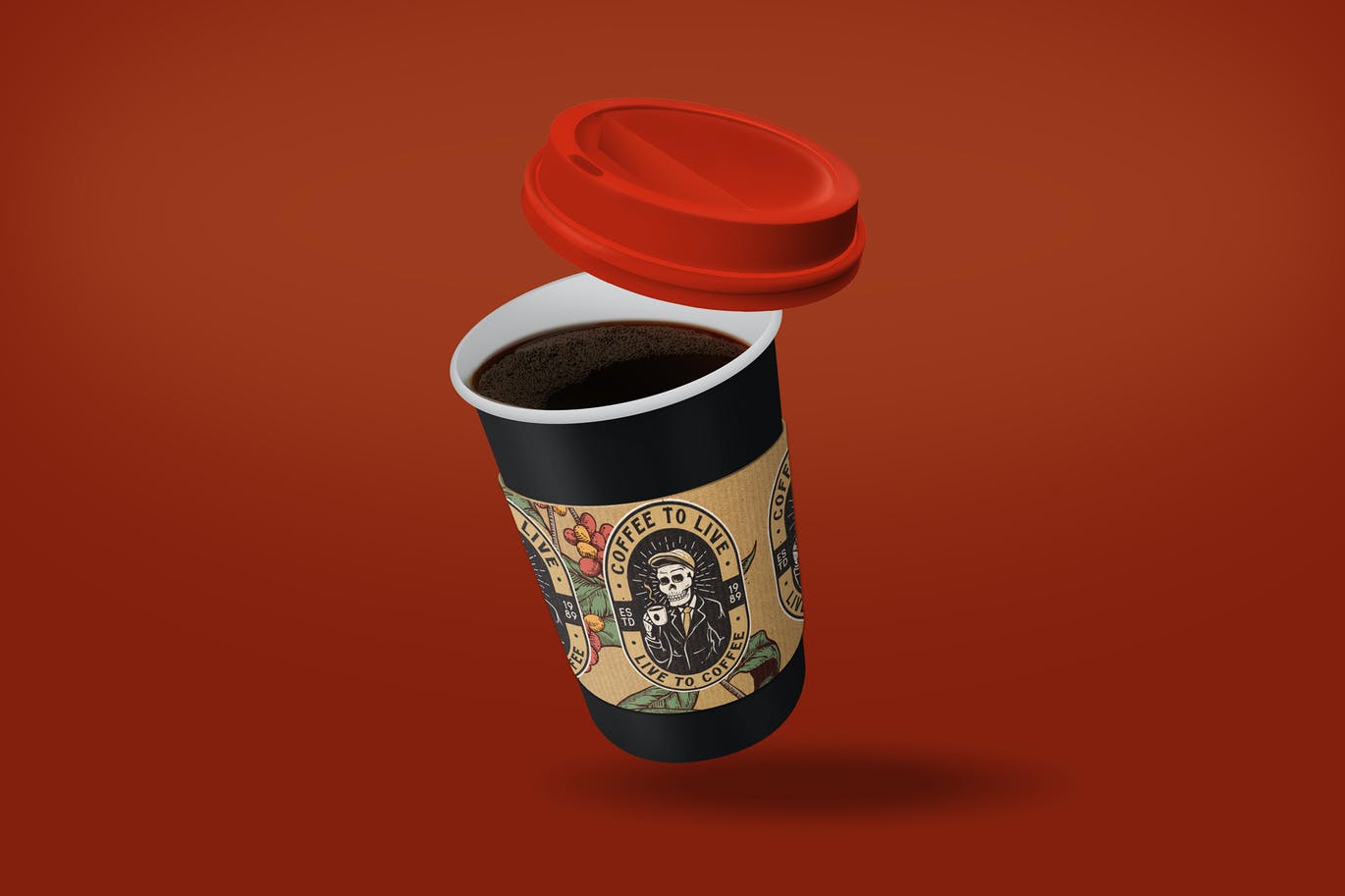 咖啡杯&#038;杯套品牌包装设计样机  Coffee Cup Sleeve Mockup（3910） -