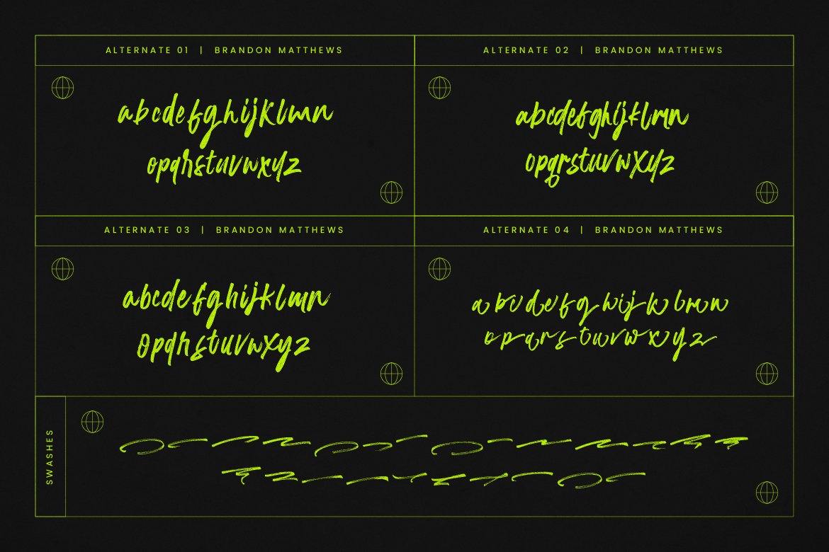 超酷手写毛笔风格英文字体 Brandon Matthews Handbrush Script（3915） -